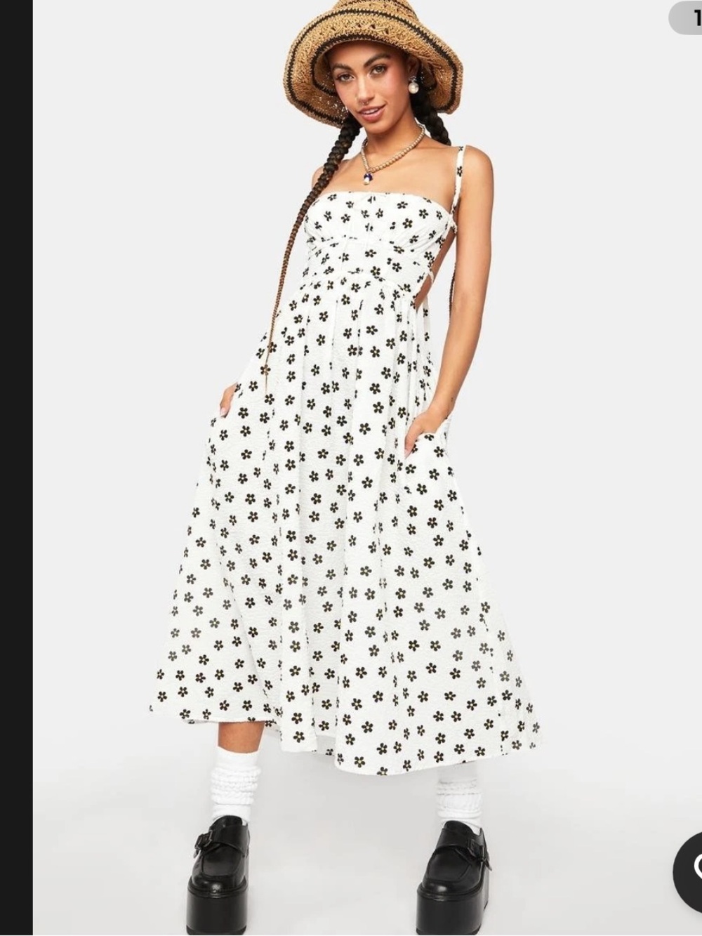 REVOLVE + For Love And Lemons Brenda White Floral Midi Dress Size Medium